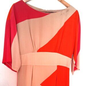 Trina Turk 100% Silk Color Block Knee Length Dress Size 10